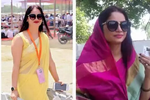 پیلی ساڑی والی خاتون آفیسر نے دیوریا میں ڈالا ووٹ، پولنگ عملہ نے لی سیلفی پیلی ساڑی والی خاتون آفیسر نے دیوریا میں ڈالا ووٹ، پولنگ عملہ نے لی سیلفی