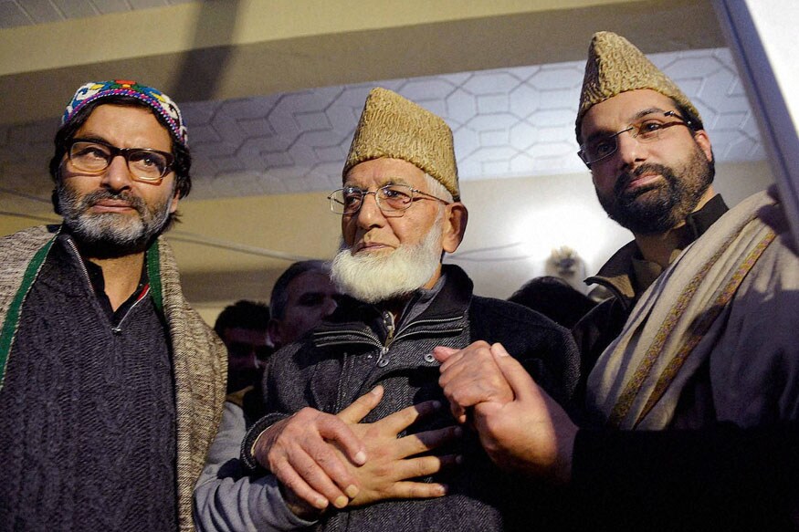 سید احمد گیلانی اور یاسین ملک اور میر واعظ عمر کی فائل فوٹو