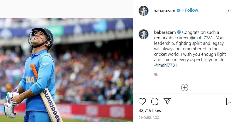 بابر اعظم نے مہیندر سنگھ دھونی کی ایک تصویر شیئر کرتے ہوئے لکھا کہ آپ کو شاندار کریئر کیلئے مبارکباد۔ آپ کی لیڈر شپ، لڑنے کے جذبے کو کرکٹ کی دنیا میں ہمیشہ یاد رکھا جائے گا۔ آپ اپنی زندگی میں جو بھی کریں اس میں چمکیں۔ بابر اعظم نے مہیندر سنگھ دھونی کی ایک تصویر شیئر کرتے ہوئے لکھا کہ آپ کو شاندار کریئر کیلئے مبارکباد۔ آپ کی لیڈر شپ، لڑنے کے جذبے کو کرکٹ کی دنیا میں ہمیشہ یاد رکھا جائے گا۔ آپ اپنی زندگی میں جو بھی کریں اس میں چمکیں۔ بابر اعظم نے مہیندر سنگھ دھونی کی ایک تصویر شیئر کرتے ہوئے لکھا کہ آپ کو شاندار کریئر کیلئے مبارکباد۔ آپ کی لیڈر شپ، لڑنے کے جذبے کو کرکٹ کی دنیا میں ہمیشہ یاد رکھا جائے گا۔ آپ اپنی زندگی میں جو بھی کریں اس میں چمکیں۔ بابر اعظم نے مہیندر سنگھ دھونی کی ایک تصویر شیئر کرتے ہوئے لکھا کہ آپ کو شاندار کریئر کیلئے مبارکباد۔ آپ کی لیڈر شپ، لڑنے کے جذبے کو کرکٹ کی دنیا میں ہمیشہ یاد رکھا جائے گا۔ آپ اپنی زندگی میں جو بھی کریں اس میں چمکیں۔