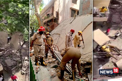 Delhi New : ستیہ نکیتن میں اچانک گری 3 منزلہ عمارت، 5 مزدوروں کے پھنسے ہونے کا اندیشہ