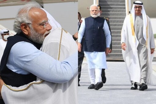 ابوظبہی میں وزیر اعظم نریندر مودی کا UAE کے صدر نے کیا گرمجوشی سے استقبال
