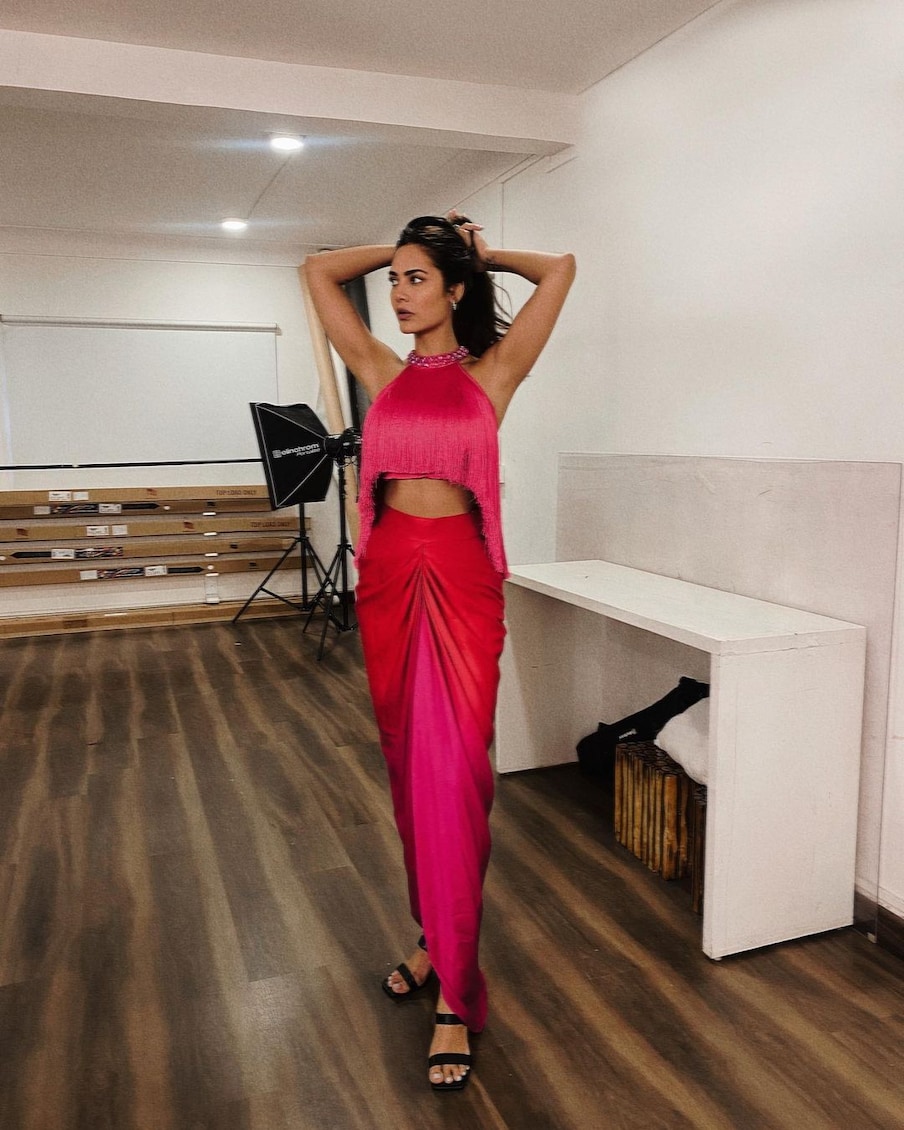  پنک ٹیسل اور ریپ اسکرٹ میں ایشا گپتا کافی خوبصورت لگ رہی ہیں ۔ تصویر : انسٹاگرام ۔ @egupta