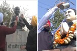 ராஜீவ் காந்தி சிலையை பால் ஊற்றிய கழுவிய காங்கிரஸார்!