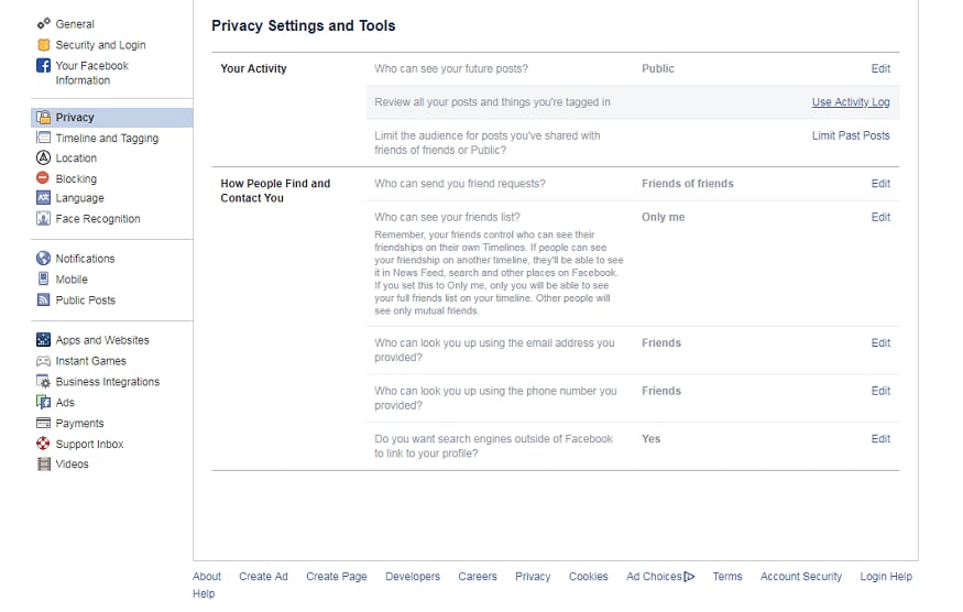 ப்ரொஃபைல் செட்டிங்ஸ் : உங்கள் ப்ரொஃபைல் செட்டிங்சிலேயே (profile settings) பாதுகாப்பு கருதி பல அம்சங்கள் இருக்கின்றன. நீங்கள் ஷேர் செய்யும் உங்களின் தகவல்களை நீங்கள் மட்டும் காணலாம், நண்பர்கள் மட்டும் காணலாம், அனைவரும் பார்க்கலாம் என்ற ஆப்ஷன்கள் இருக்கும். அதில் நண்பர்கள் பார்க்கலாம், நான் மட்டும் பார்க்கலாம் என்ற ஆப்ஷன்களை தகவலுக்கு ஏற்ப தேர்வு செய்தீர்களானால் உங்கள் தகவல்கள் பாதுகாப்பாக இருக்கும். ப்ரொஃபைல் செட்டிங்ஸ் : உங்கள் ப்ரொஃபைல் செட்டிங்சிலேயே (profile settings) பாதுகாப்பு கருதி பல அம்சங்கள் இருக்கின்றன. நீங்கள் ஷேர் செய்யும் உங்களின் தகவல்களை நீங்கள் மட்டும் காணலாம், நண்பர்கள் மட்டும் காணலாம், அனைவரும் பார்க்கலாம் என்ற ஆப்ஷன்கள் இருக்கும். அதில் நண்பர்கள் பார்க்கலாம், நான் மட்டும் பார்க்கலாம் என்ற ஆப்ஷன்களை தகவலுக்கு ஏற்ப தேர்வு செய்தீர்களானால் உங்கள் தகவல்கள் பாதுகாப்பாக இருக்கும்.