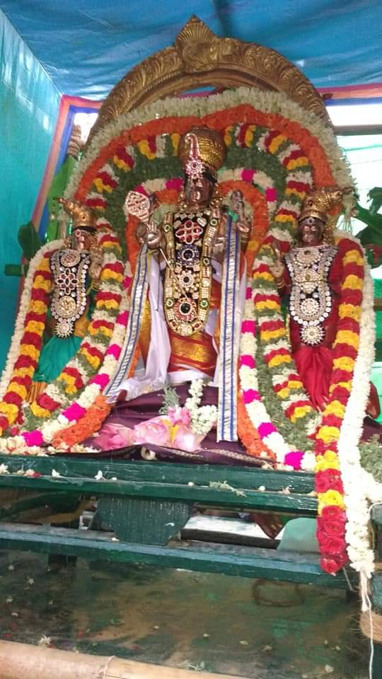 அப்போது பெரியகோவிலில் இருந்து விநாயகர், சுப்பிரமணியர், நீலோத்பலாம்பாள், சண்டிகேஸ்வரர், தியாகராஜர்- கமலாம்பாள் ஆகிய பஞ்சமூர்த்திகள் ஒன்றன்பின் ஒன்றாக புறப்பட்டு தேர் மண்டபத்தை வந்தடைந்தனர்.(படம்: தஞ்சாவூர் - குருசாமி) அப்போது பெரியகோவிலில் இருந்து விநாயகர், சுப்பிரமணியர், நீலோத்பலாம்பாள், சண்டிகேஸ்வரர், தியாகராஜர்- கமலாம்பாள் ஆகிய பஞ்சமூர்த்திகள் ஒன்றன்பின் ஒன்றாக புறப்பட்டு தேர் மண்டபத்தை வந்தடைந்தனர்.(படம்: தஞ்சாவூர் - குருசாமி)