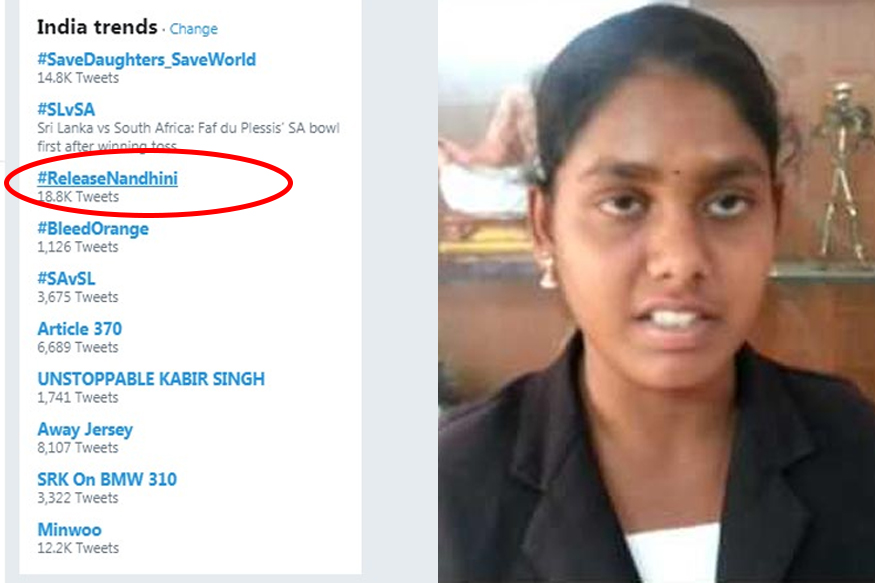 இந்திய அளவில் ட்ரெண்டிங் ஆகும் #ReleaseNandhini ஹேஷ்டேக்