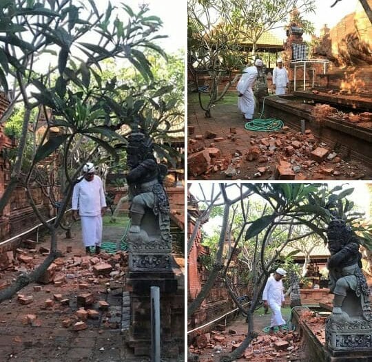 இந்த நிலநடுக்கத்தால் அங்கிருந்த இந்து கோயில்கள் பலமாக சேதமடைந்துள்ளன (Photo : Twitter/ BNPB Indonesia) இந்த நிலநடுக்கத்தால் அங்கிருந்த இந்து கோயில்கள் பலமாக சேதமடைந்துள்ளன (Photo : Twitter/ BNPB Indonesia)