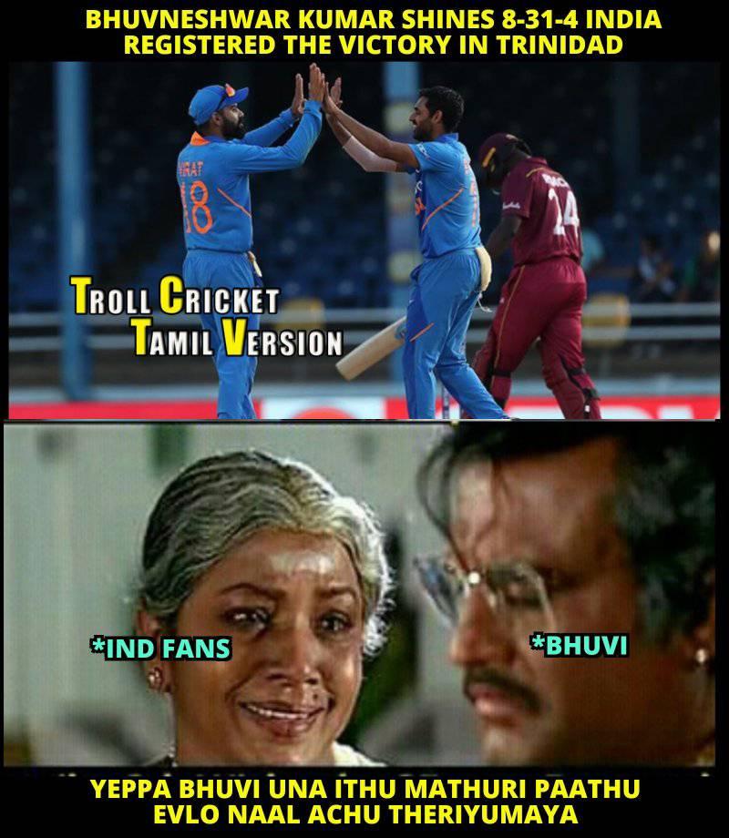 வெஸ்ட் இண்டிஸ் அணிக்கு எதிரான 2-வது ஒருநாள் போட்டியில் புவனேஷ்வர் குமார் 4 விக்கெட்டுகளை வீழ்த்தினார் வெஸ்ட் இண்டிஸ் அணிக்கு எதிரான 2-வது ஒருநாள் போட்டியில் புவனேஷ்வர் குமார் 4 விக்கெட்டுகளை வீழ்த்தினார்