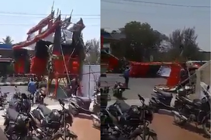 திமுகவினர் வைத்த அலங்கார வளைவு
