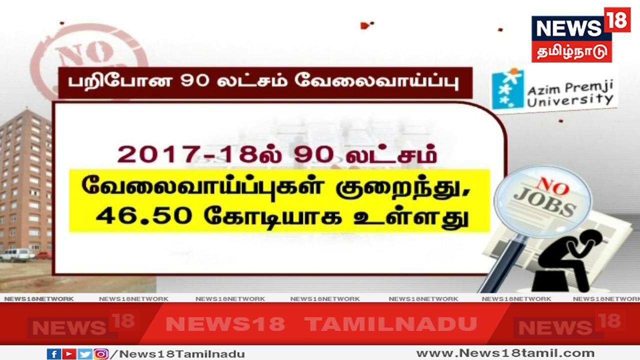 அதே நேரத்தில் கடந்த 2017-18 ஆம் நிதியாண்டில் 90 லட்சம் வேலைவாய்ப்புகள் குறைந்து, 46 கோடியே 50 லட்சமாக இருப்பதாகவும் தெரிவிக்கப்பட்டுள்ளது. அதே நேரத்தில் கடந்த 2017-18 ஆம் நிதியாண்டில் 90 லட்சம் வேலைவாய்ப்புகள் குறைந்து, 46 கோடியே 50 லட்சமாக இருப்பதாகவும் தெரிவிக்கப்பட்டுள்ளது.