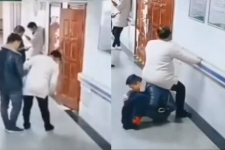 நாற்காலி இல்லாததால் கர்ப்பிணி மனைவியை முதுகில் உட்கார வைத்த கணவர்..! நாற்காலி இல்லாததால் கர்ப்பிணி மனைவியை முதுகில் உட்கார வைத்த கணவர்..!