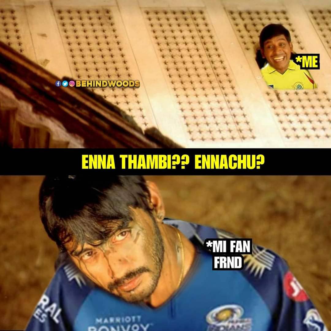நேற்றை சி.எஸ்.கேவிடம் மும்பை தோற்ற நிலையில், வின்னர் பட மீம்ஸைக் கொண்டு மும்பை ரசிகர்களைக் கலாய்க்கும் மீம் நேற்றை சி.எஸ்.கேவிடம் மும்பை தோற்ற நிலையில், வின்னர் பட மீம்ஸைக் கொண்டு மும்பை ரசிகர்களைக் கலாய்க்கும் மீம்