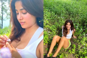 காட்டுக்கு நடுவில் பாலிவுட் நடிகை ஜான்வி கபூர் - போட்டோஸ்