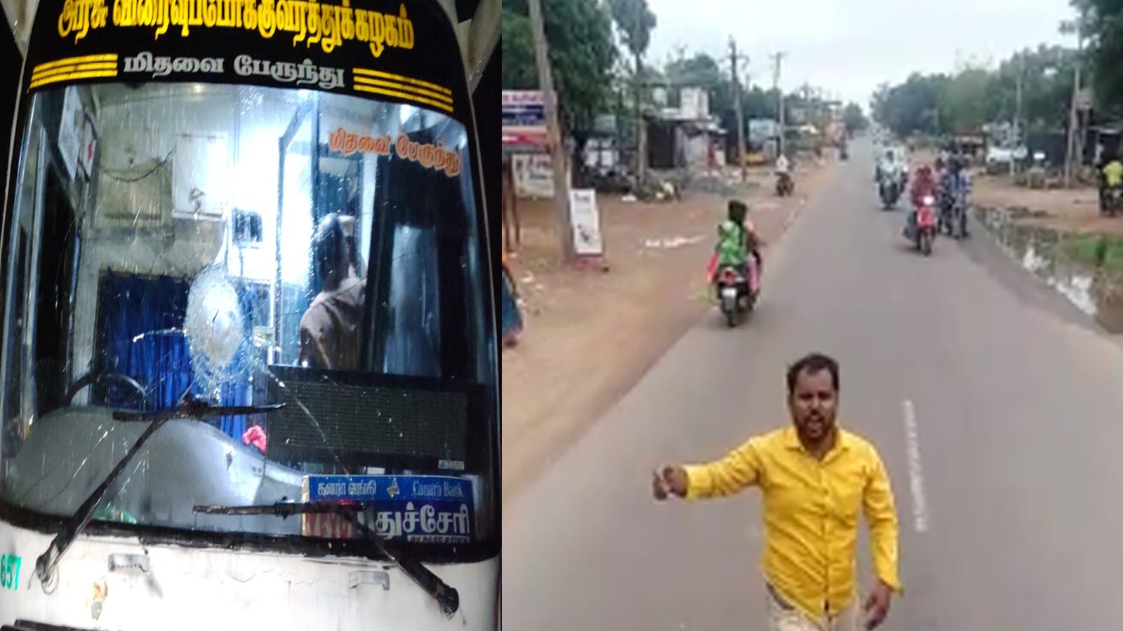 கடலூரில் 13 அரசுப்பேருந்துகளின் கண்ணாடி உடைப்பு.. பாமக பிரமுகர் தாக்குதல் நடத்தும் வீடியோ வைரல் - 13 பேர் கைது