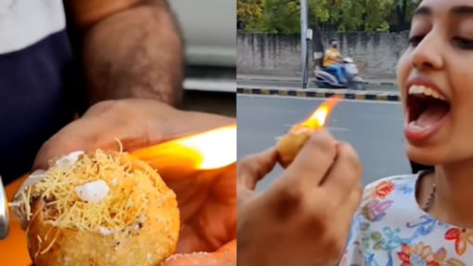 நெருப்பு பானி பூரி சாப்பிட வேண்டுமா? வைரலாகும் வீடியோ!