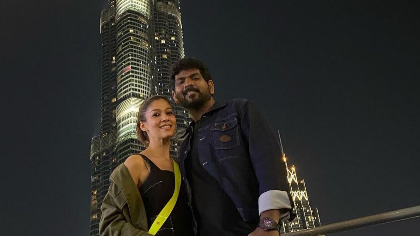 புர்ஜ் கலிஃபா முன் புத்தாண்டை கொண்டாடிய நயன்-விக்கி..