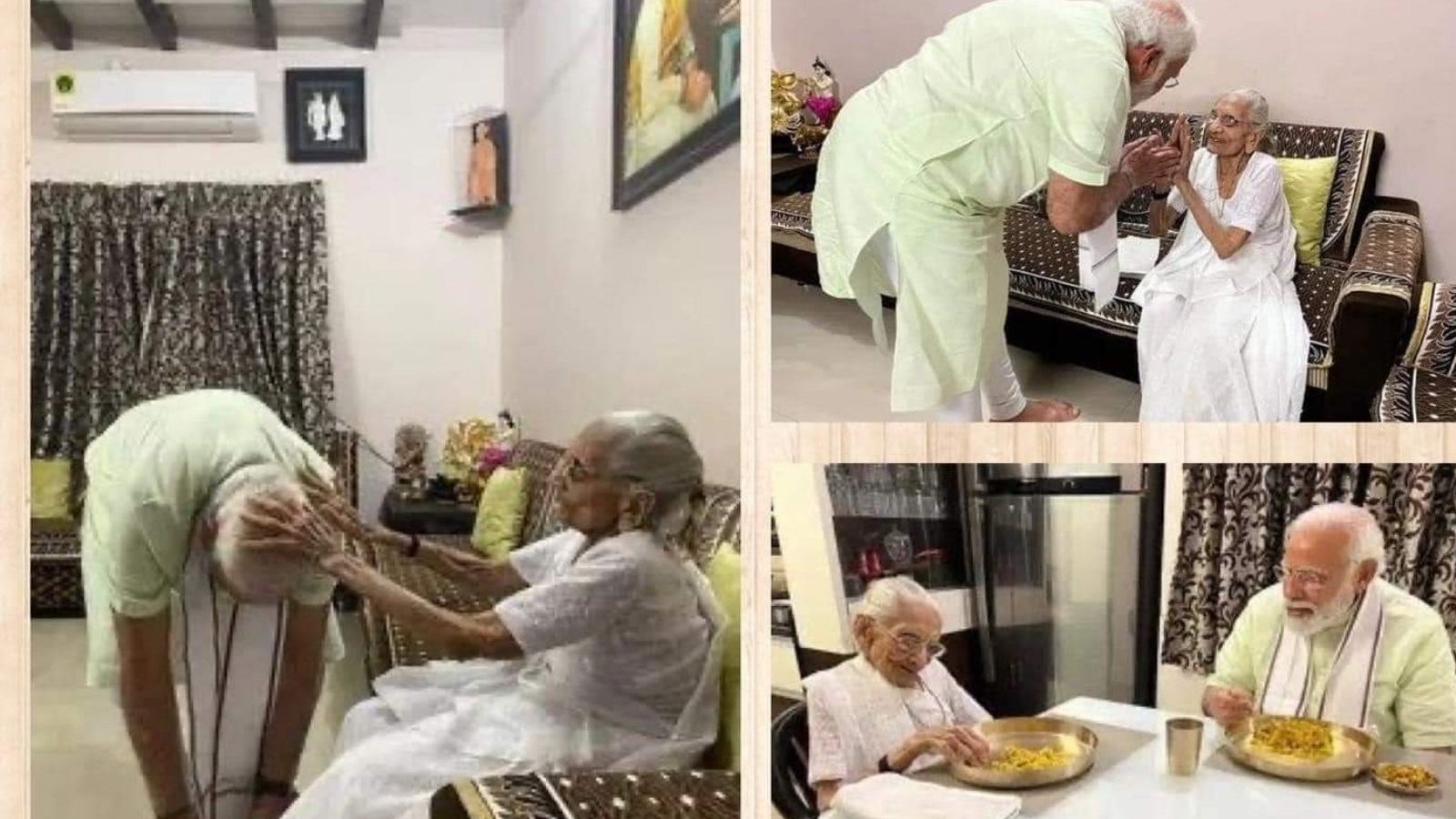 PM Modi : டெல்லிக்கு ராஜாவானாலும், தாய்க்கு மகன்தான்!! - வைரலாகும் பிரதமர் நரேந்திரமோடியின் படங்கள்