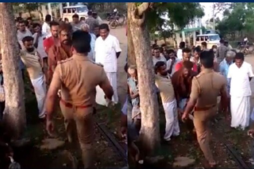 காலால் எட்டி உதைத்த காவல் உதவி ஆய்வாளர்