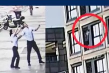 மாடியில் இருந்து விழுந்த குழந்தை.. கேட்ச் பிடித்து காப்பற்றிய நபர்