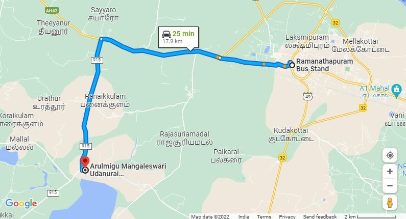 Ramanathapuram Uthirakosamangai Temple map