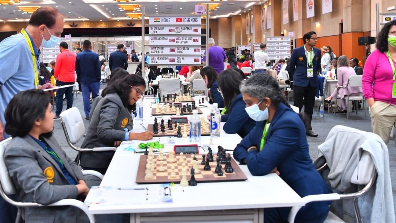 செஸ் ஒலிம்பியாட் : முதல் சுற்றில் எதிரணிகளை வாஷ்-அவுட் செய்த  இந்திய வீரர் வீராங்கனைகள்!