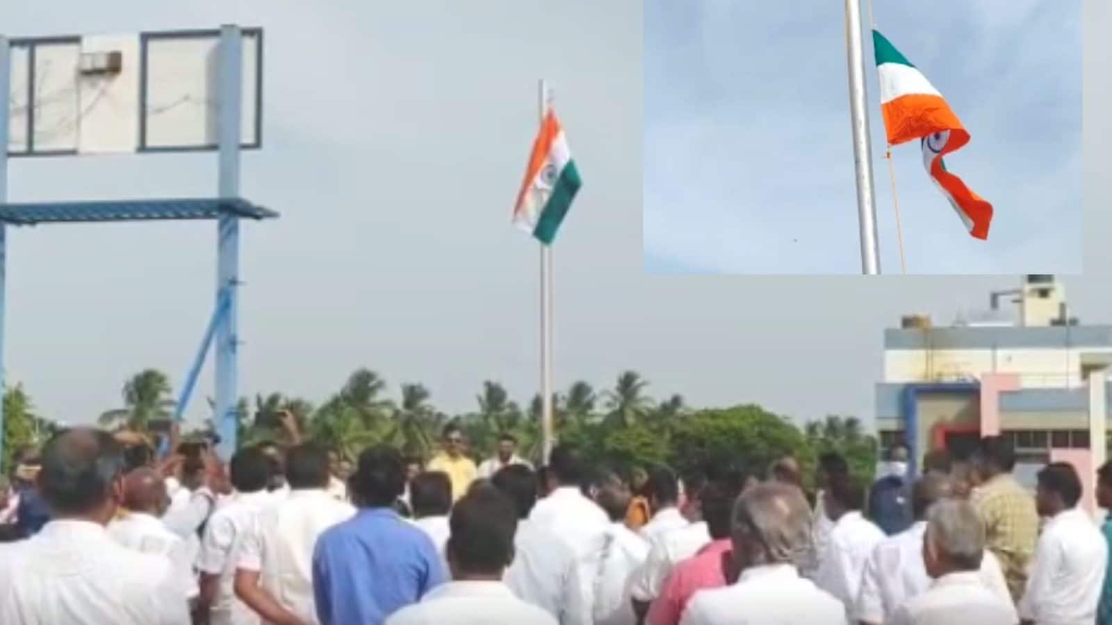 கும்பகோணம் மாநகராட்சியில் தலைகீழாக ஏற்றப்பட்ட தேசிய கொடி... சமூக வலைதளங்களில் வைரலான வீடியோ