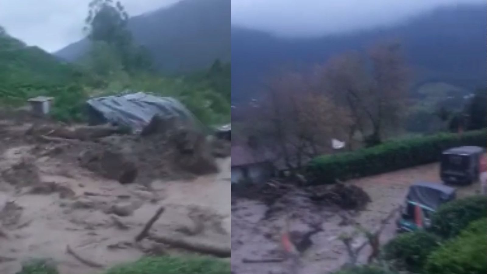 மூணாறில் நள்ளிரவில் நிலச்சரிவு.. கடைகள் வாகனங்கள் நிலத்தில் புதைந்தது