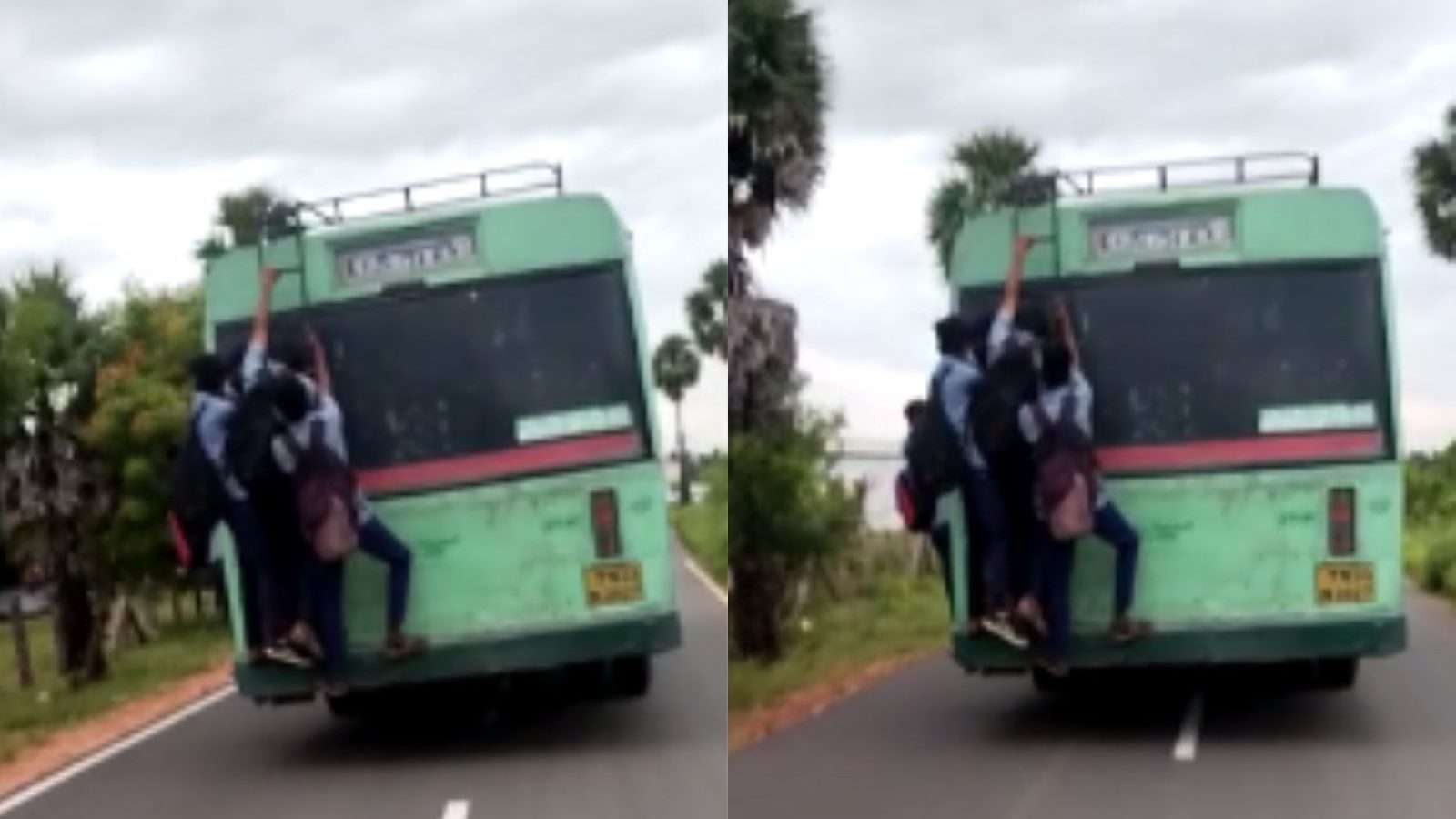 அரசு பேருந்தில் தொங்கியபடி பள்ளி மாணவர்கள் ஆபத்தான பயணம்  - சிறப்பு பேருந்து இயக்க நம்பியூர் மக்கள் கோரிக்கை