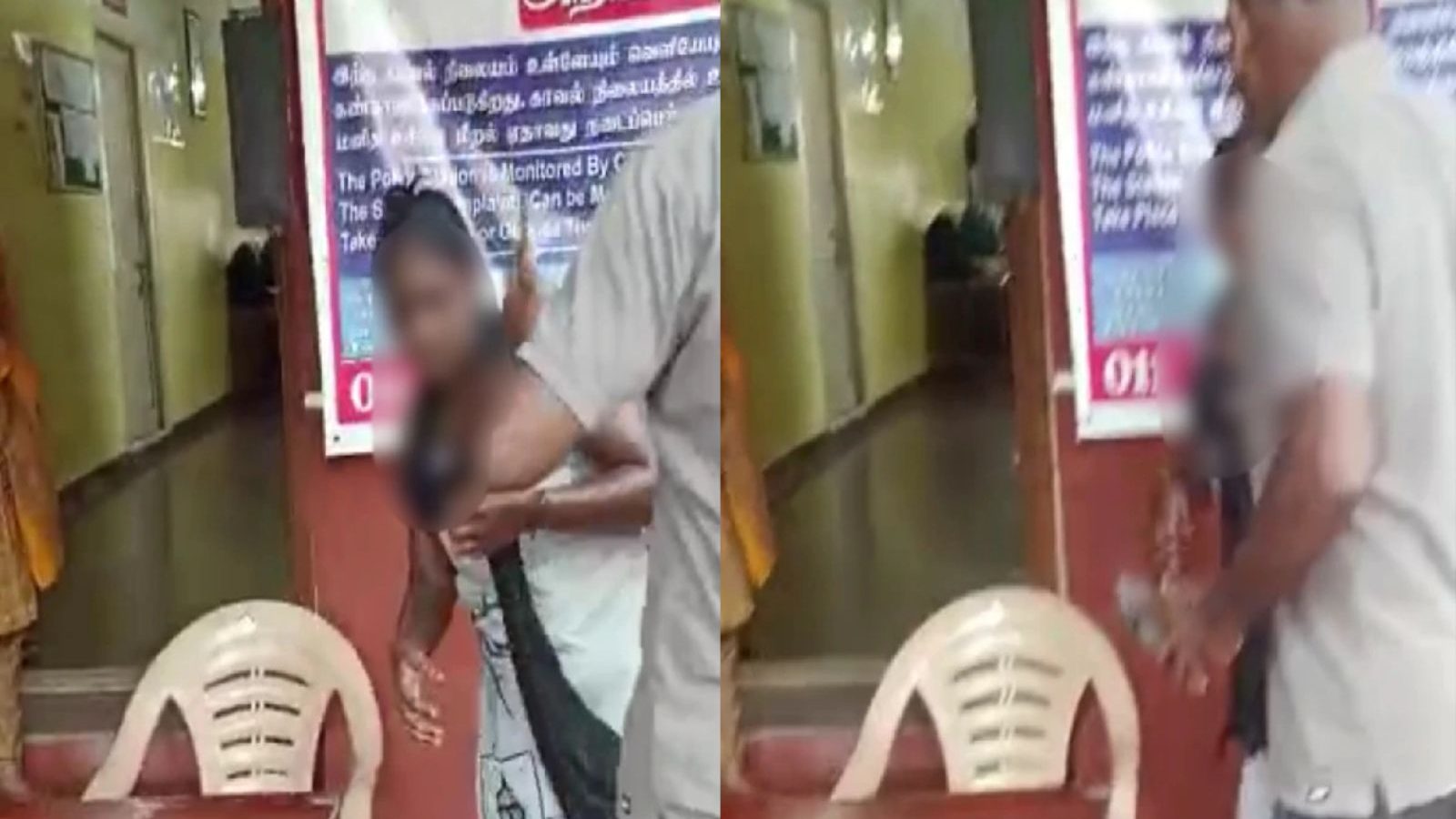 பெண் மீது போலீஸ் எஸ்.ஐ தாக்குதல்.. காவல் நிலையத்தில் பகீர் சம்பவம்.. வைரலாகும் வீடியோ