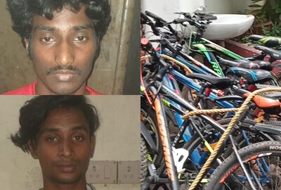 சைக்கிள் திருடிய குற்றத்திற்காக கைது செய்யப்பட்டவர்கள்.
