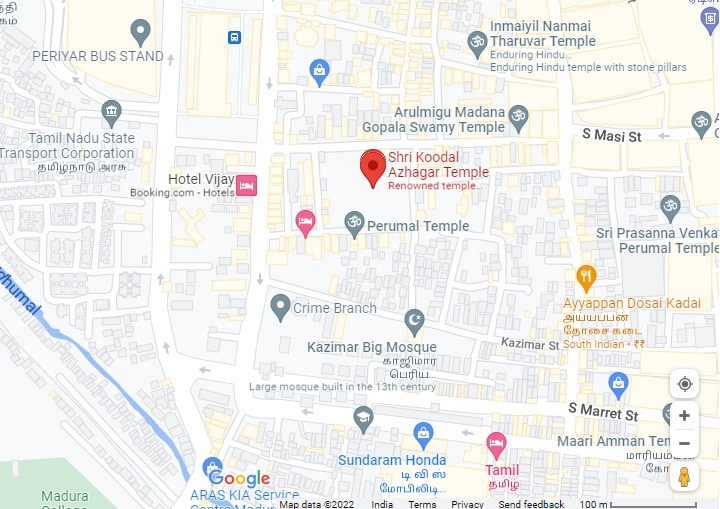 Madurai Koodal Alagar Temple Map