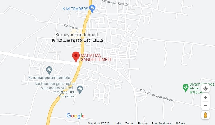 Theni Gandhi Temple Map