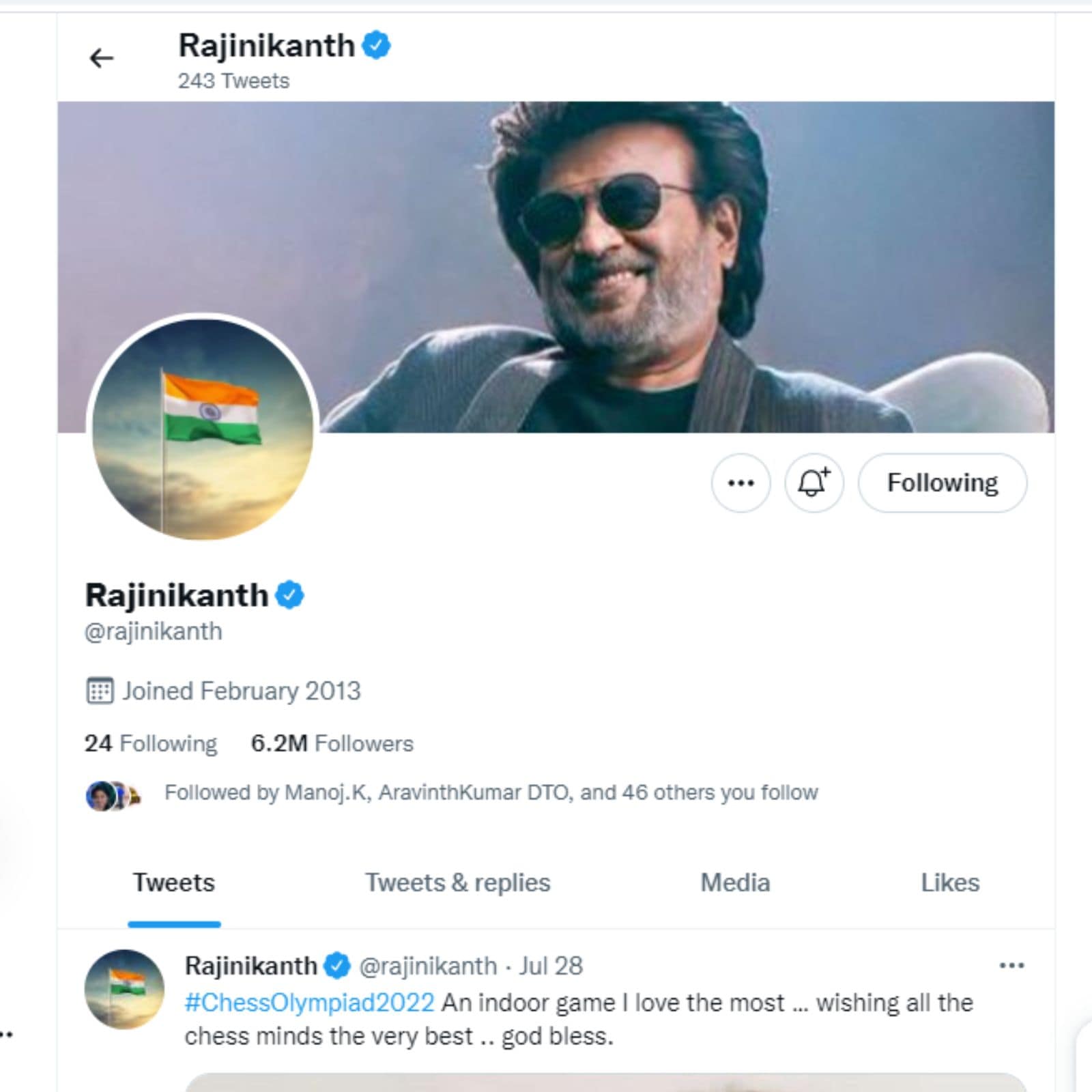 rajinikanth, rajini, rajinikanth twitter profile picture, rajinikanth twitter, rajinikanth national flag, rajinikanth independence day, rajinikanth modi, jailer, jailer movie, jailer shooting, ட்விட்டர் புரொபைல் பிக்சரை மாற்றிய ரஜினி, ரஜினிகாந்த் ட்விட்டர், ரஜினிகாந்த் ட்விட்டர் படம், 75-வது சுதந்திர தினம், தேசியக்கொடி புரொபைல் பிக்சர்