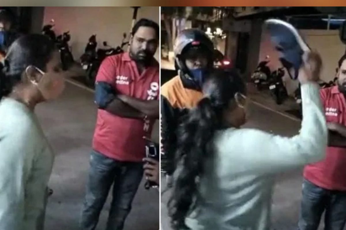 ஜொமோட்டோ  உணவு டெலிவரி ஊழியரை காலணியால் தாக்கிய இளம்பெண்