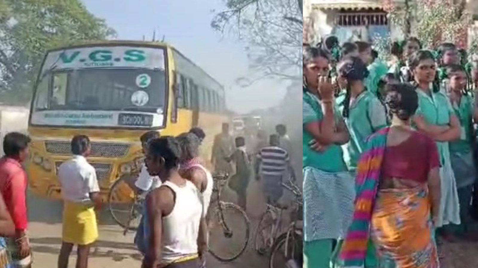 தூத்துக்குடியில் பள்ளி பேருந்தில் திடீர் புகை.. அலறியடித்து இறங்கிய மாணவிகள்: 2 பேர் மயக்கம்