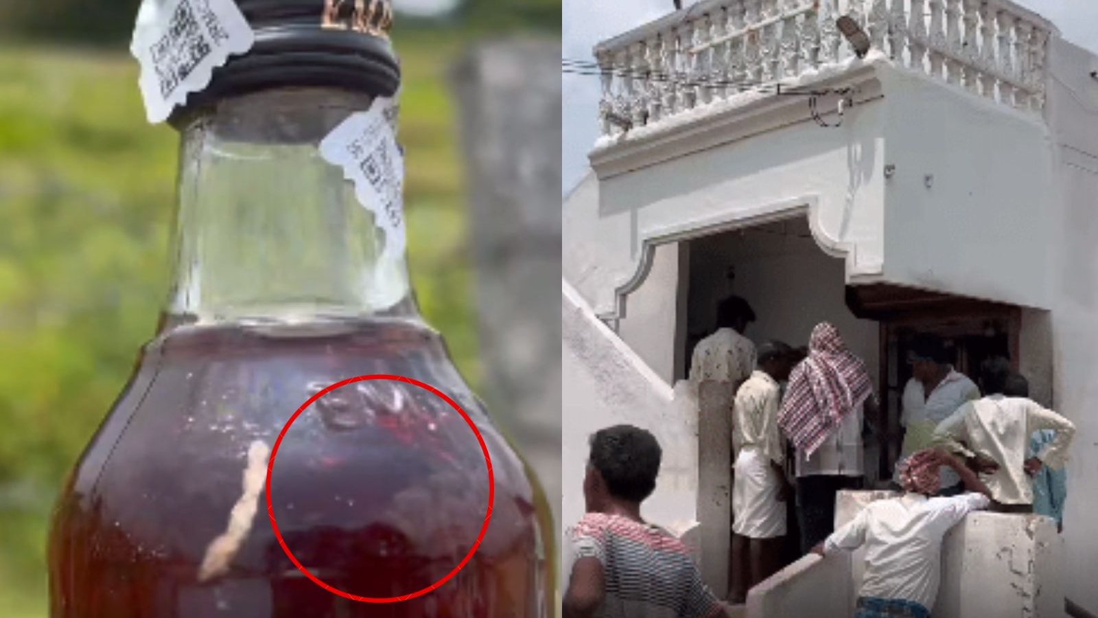 டாஸ்மாக்கில் வாங்கிய மதுபாட்டிலில் புழு... அதிர்ச்சி அடைந்த மதுபிரியர் கடையை முற்றுகையிட்டு போராட்டம்!