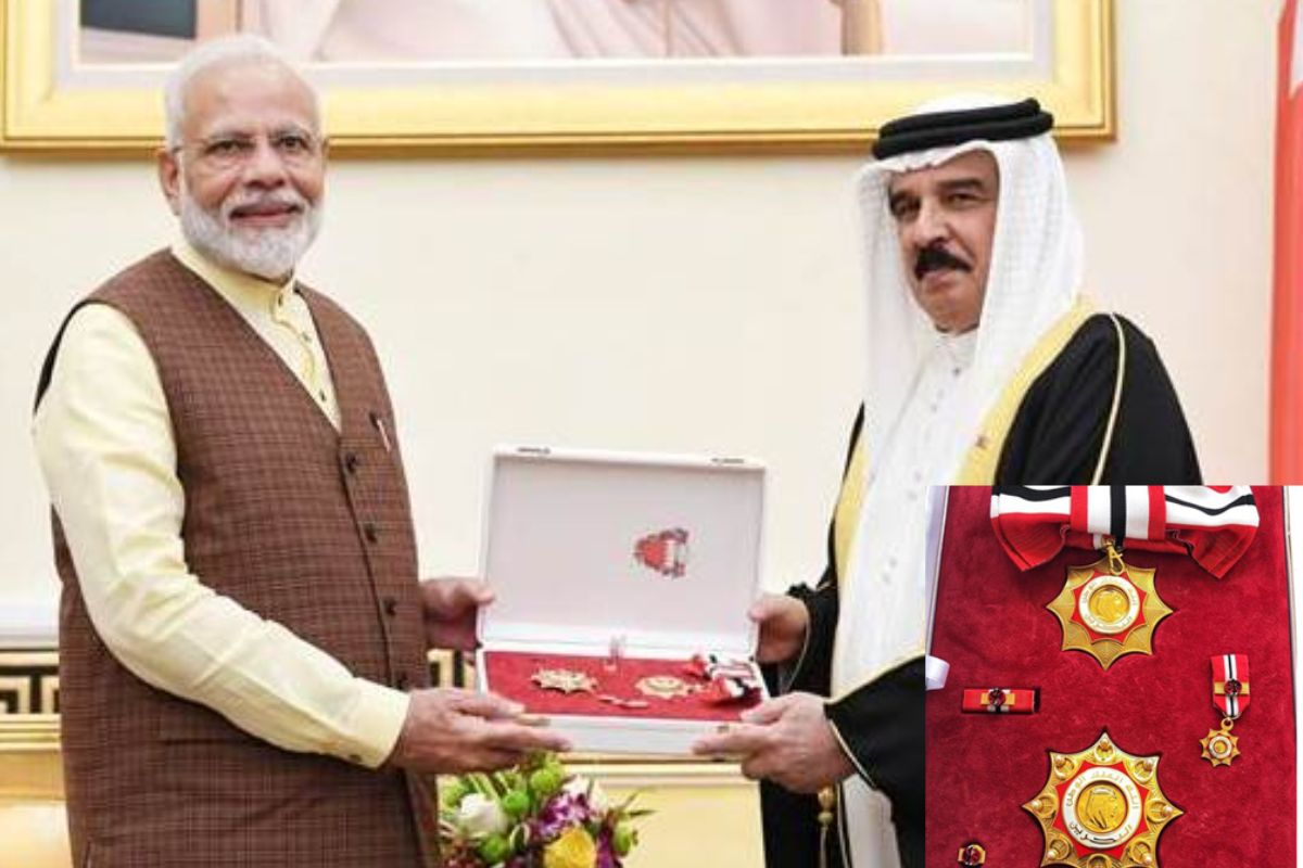  பிரதமர் மோடிக்கு 2019 ஆம் ஆண்டு பஹ்ரைனில் புகழ்பெற்ற கிங் ஹமாத் ஆர்டர் ஆஃப் ரினைசன்ஸ் விருது- மறுமலர்ச்சியின் மன்னர் ஹமாத் ஆணை வழங்கப்பட்டது.