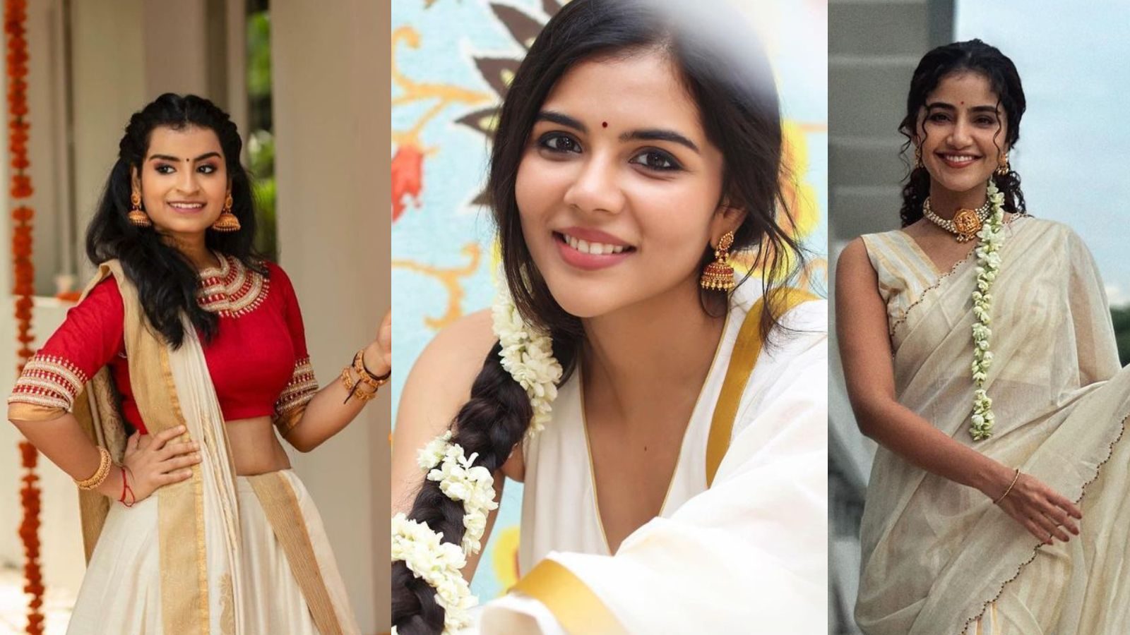 சிவாங்கி முதல் அனுபமா வரை! நடிகைகளின் ஓணம் கொண்டாட்ட படங்கள்..