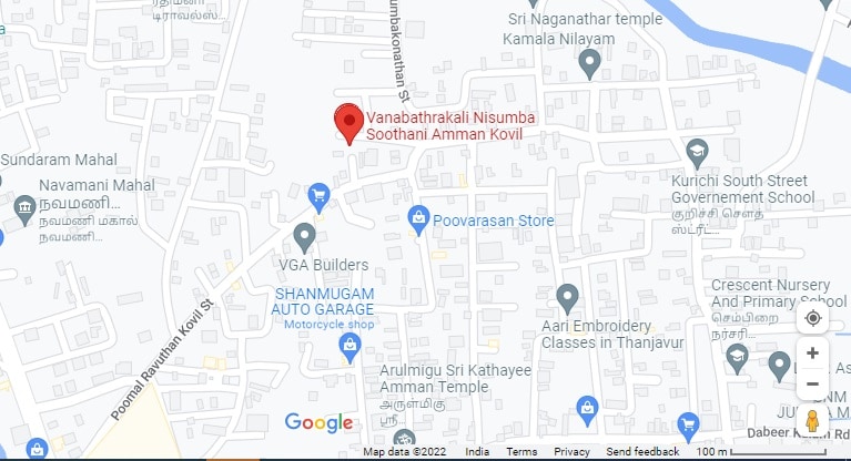 nisambasoothan temple map