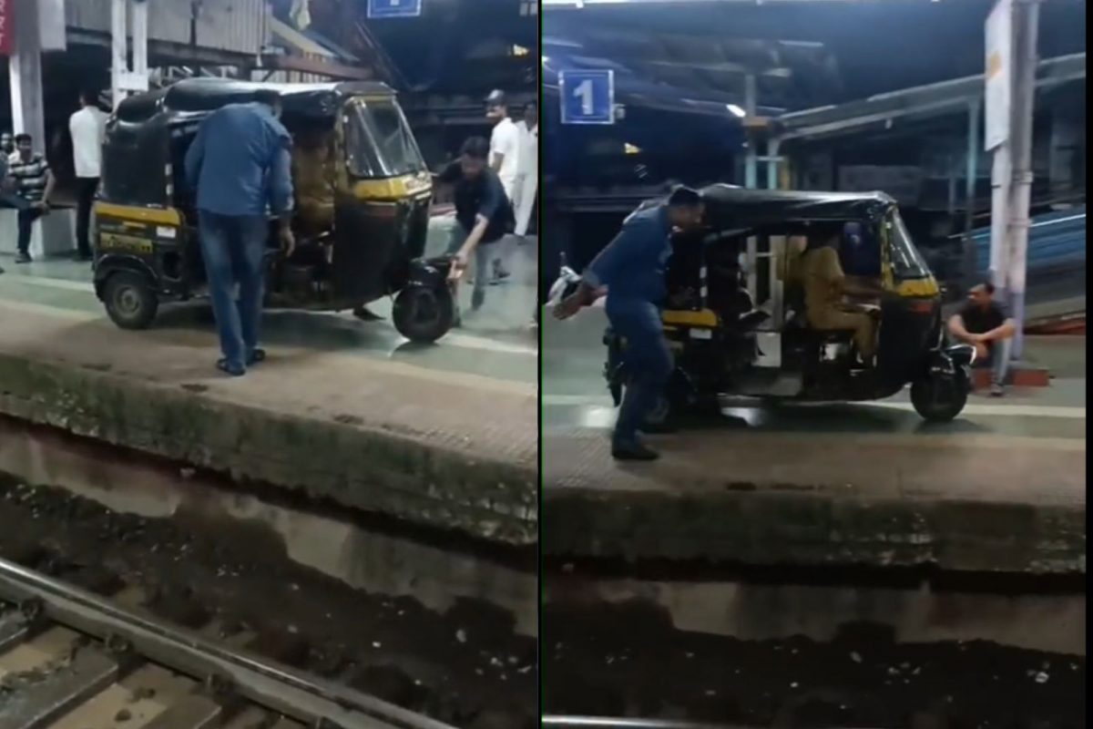 ரயில்வே ப்ளாட்பாரத்தில் ஆட்டோ ரைடு! அலேக்காக தூக்கிய போலீஸ்!