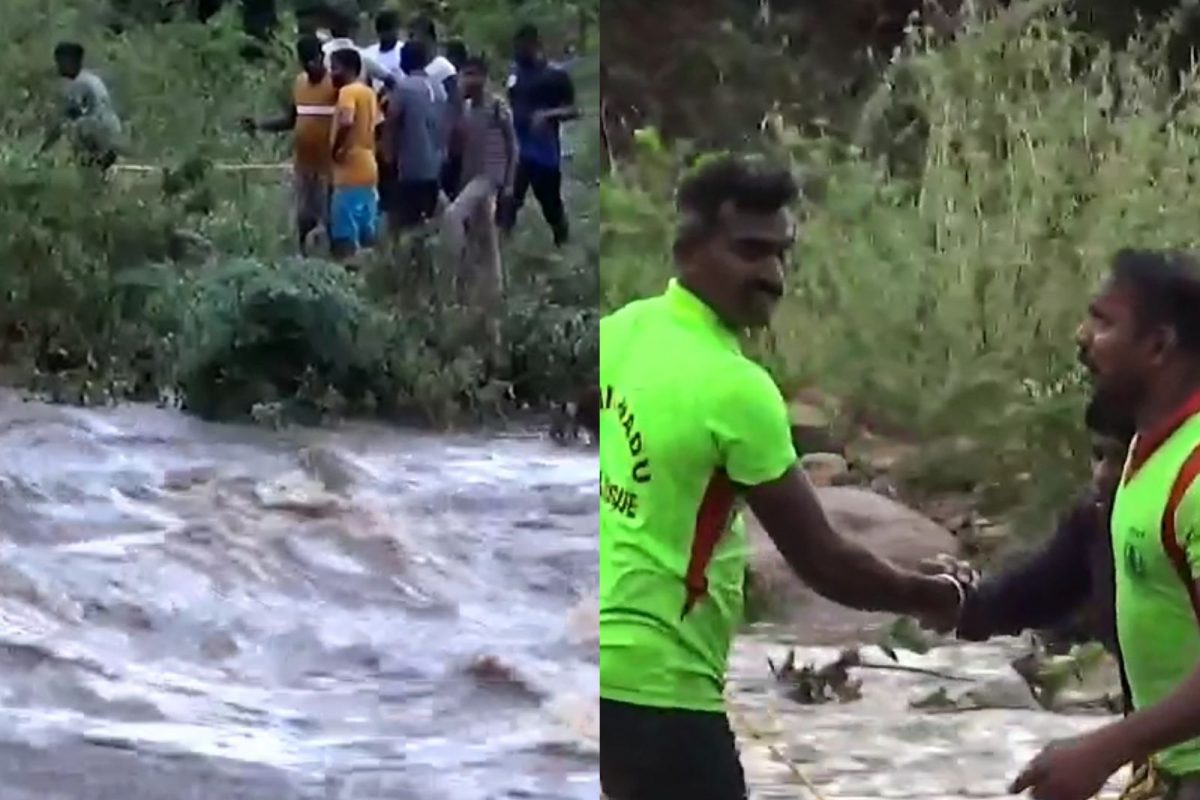 நெல்லையில் ஓடை வெள்ளத்தில் சிக்கி தவித்த 15 பேர்...!