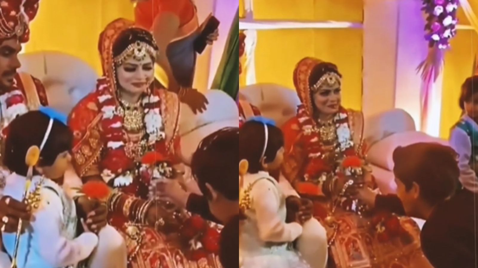 திருமண நிகழ்வில் நடந்த சுவாரஸ்சியம் : திகைத்துப் போன மணமகன்! - வைரலாகும் வீடியோ!