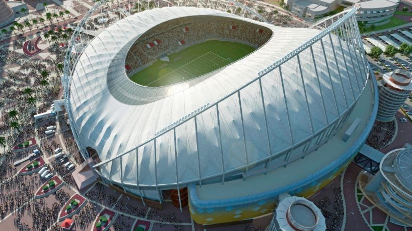 பார்க்கவே பிரம்மாண்டமா இருக்கு!! பிபா உலகக் கோப்பை கால்பந்துக்கு தயாரான கத்தார்!