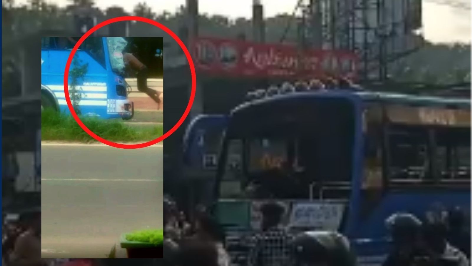 நெய்மர் ஃபேன் டா..! - ஃபுட் பால் ஆடுவதாக பஸ் மீது பாய்ந்து கண்ணாடி உடைத்து இளைஞர் அட்டகாசம்