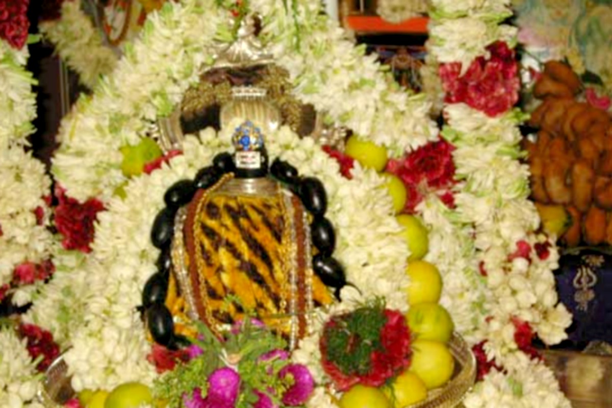  அர்த்த மண்டபத்தில் நடராஜர் கால் மாறியாடும் திருக்கோலத்தில் காட்சியளிக்கிறார். தூக்கிய திருவடி இடுப்புக்குமேல் வரை அழகுற காட்சியளிக்கிறது. இதனை ‘வக்கிர தாண்வம்’ என்று பக்தர்கள் போற்றி வழிபடுகின்றனர்.
