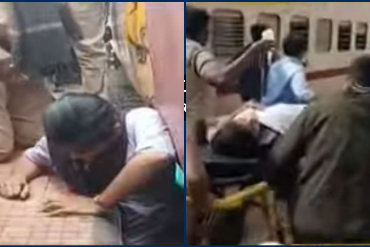ரயில் நடைமேடை இடையே சிக்கிய பெண்... பிளாட்பாரத்தை உடைத்து மீட்பு!