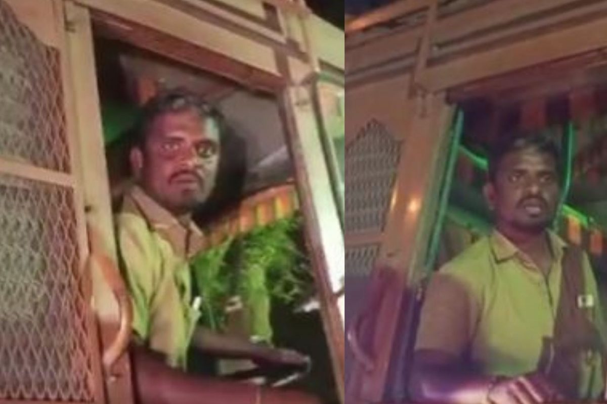 மது அருந்திவிட்டு லாரியை இயக்கும் ஓட்டுநர்
