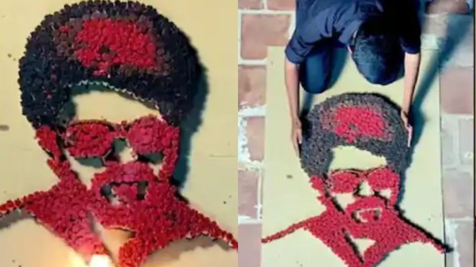 தீ தளபதி... தீக்குச்சிகளால் நடிகர் விஜயின் உருவப்படத்தை வரைந்த ரசிகர்!