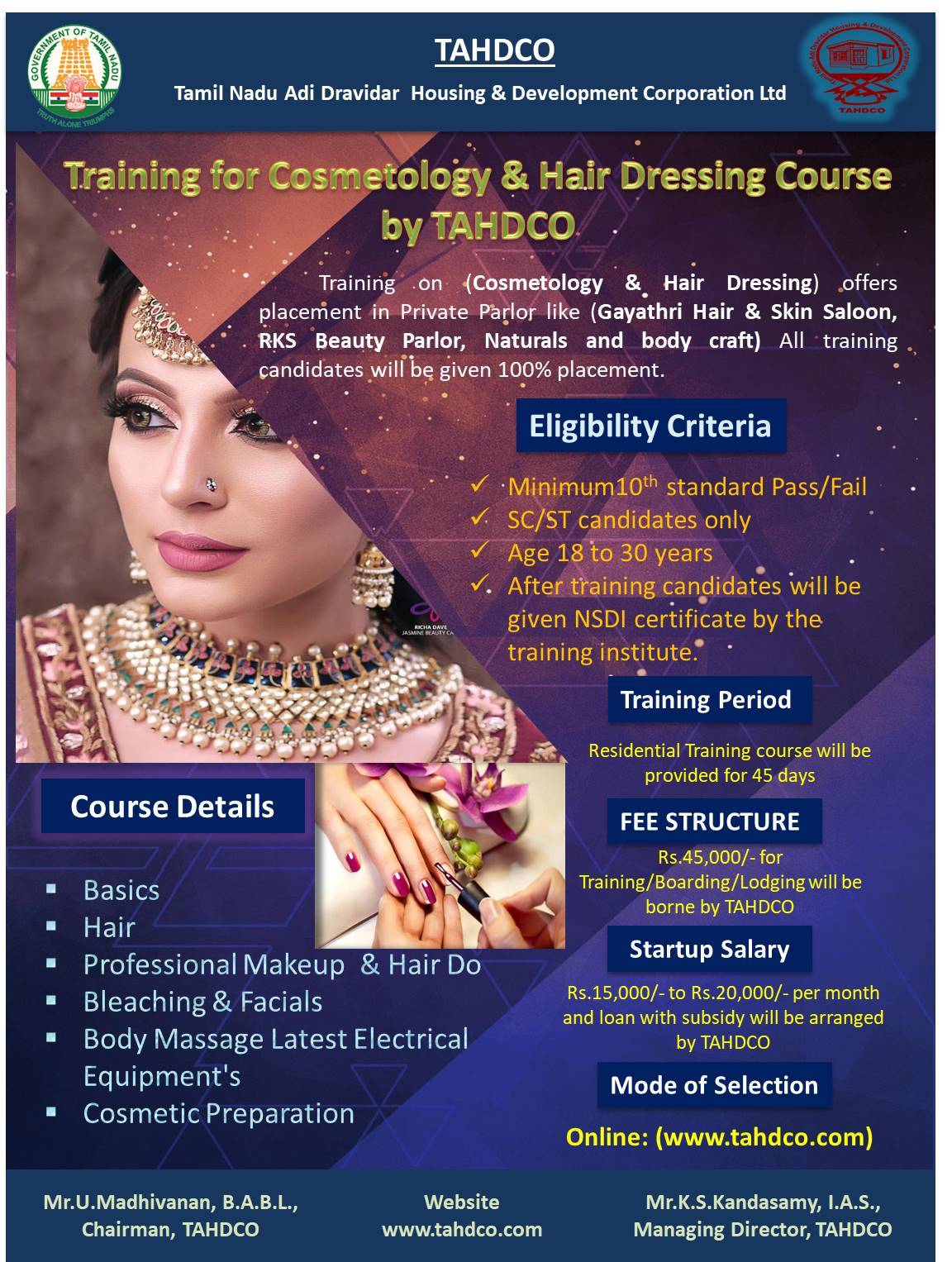 Cosmetology & Hair Dressing Training Programme