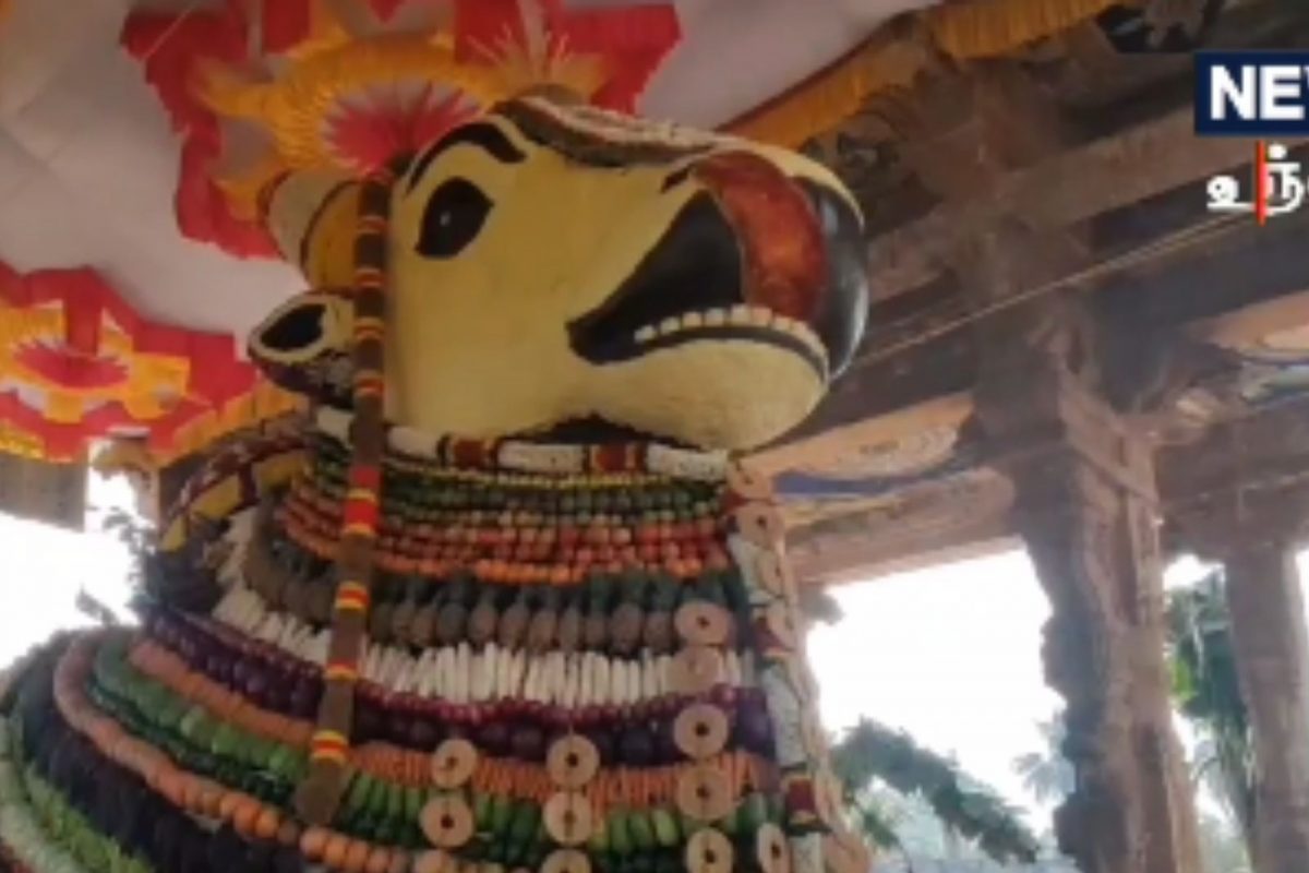 காய்கறிகளால் அணிகளன் அணிந்த நந்தி.. பக்தர்கள் பரவசம்!